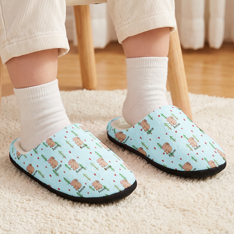 Cute Capybara Gift For Capybara Lovers - Personalized Slippers 2