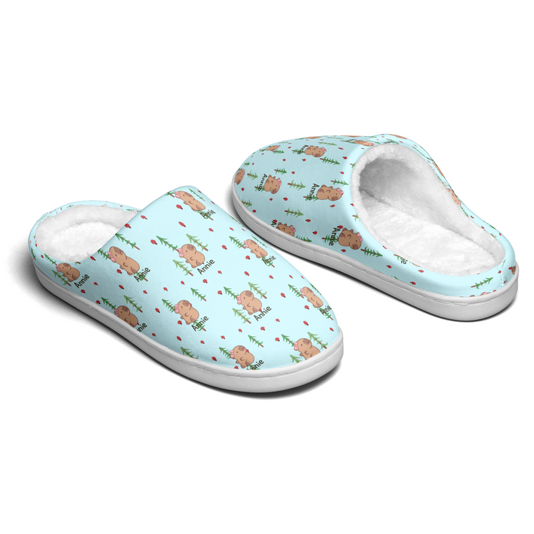 Cute Capybara Gift For Capybara Lovers - Personalized Slippers 6