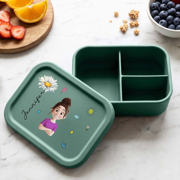 Cute Cartoon With Birth Month Flower Gift For Kids - Personalized Lunch Box 4