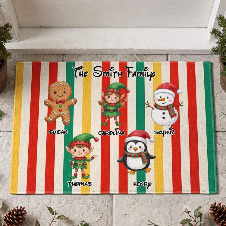 Cute Character Custom Name Christmas - Personalized Doormat 1