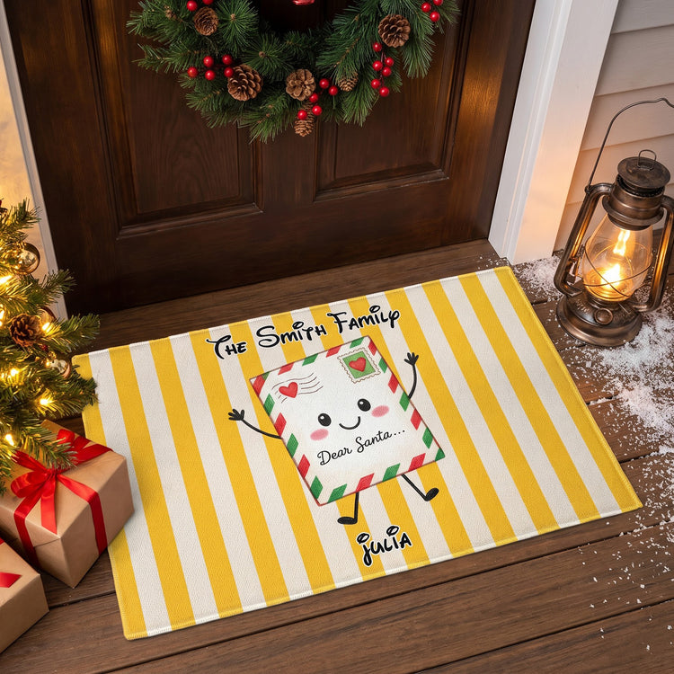 Cute Character Custom Name Christmas - Personalized Doormat 3