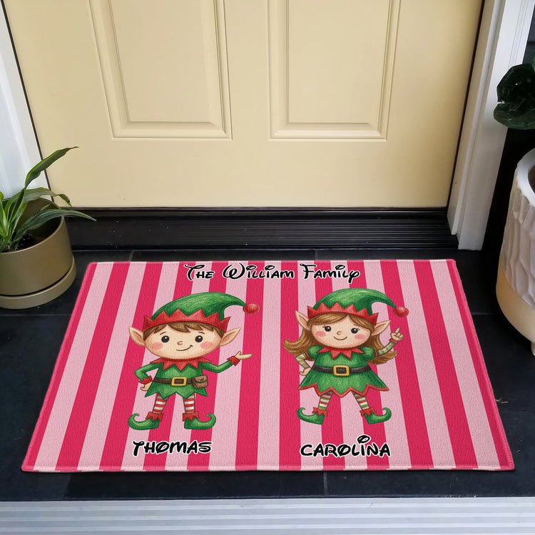 Cute Character Custom Name Christmas - Personalized Doormat 5