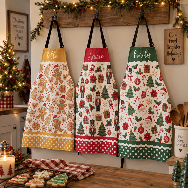 Cute Christmas Holiday, Nutcracker, Gingerbread Custom Name Gift For Mom, Grandma, Her - Personalized Apron 1