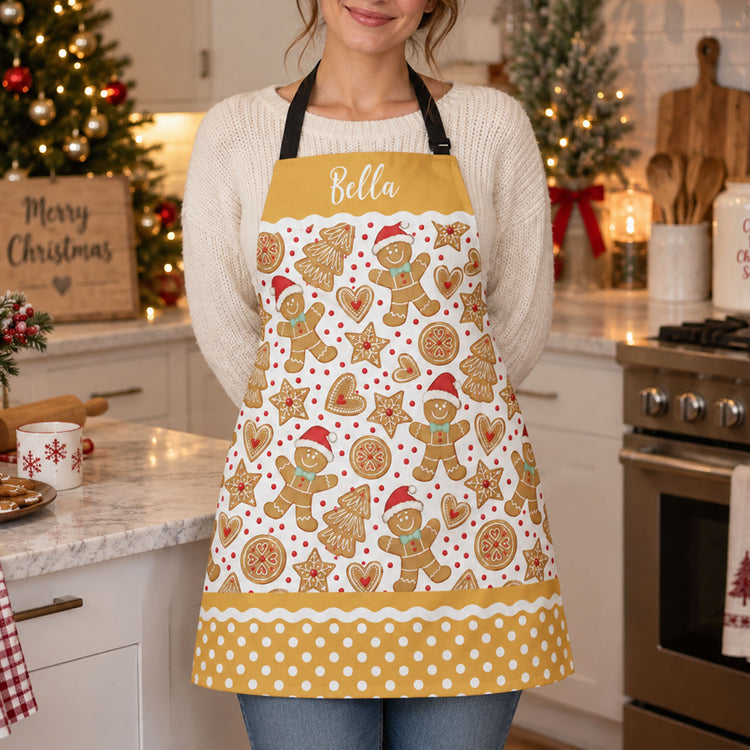 Cute Christmas Holiday, Nutcracker, Gingerbread Custom Name Gift For Mom, Grandma, Her - Personalized Apron 2