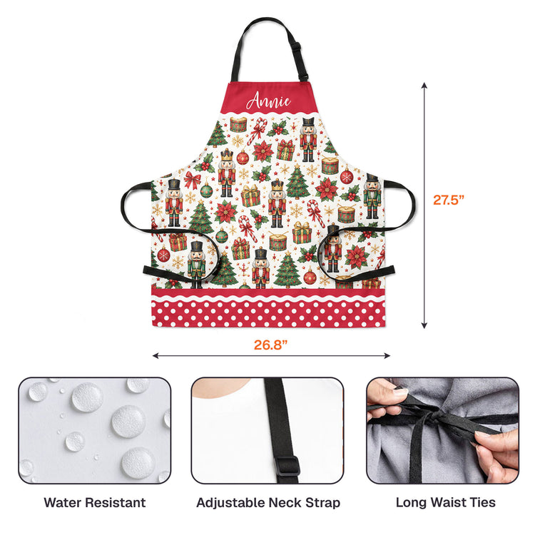 Cute Christmas Holiday, Nutcracker, Gingerbread Custom Name Gift For Mom, Grandma, Her - Personalized Apron 3