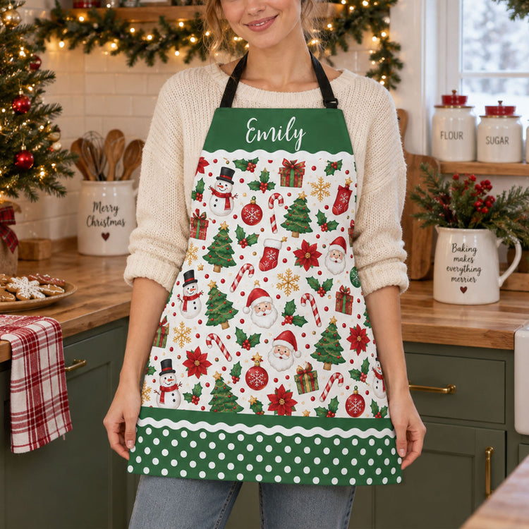 Cute Christmas Holiday, Nutcracker, Gingerbread Custom Name Gift For Mom, Grandma, Her - Personalized Apron 5