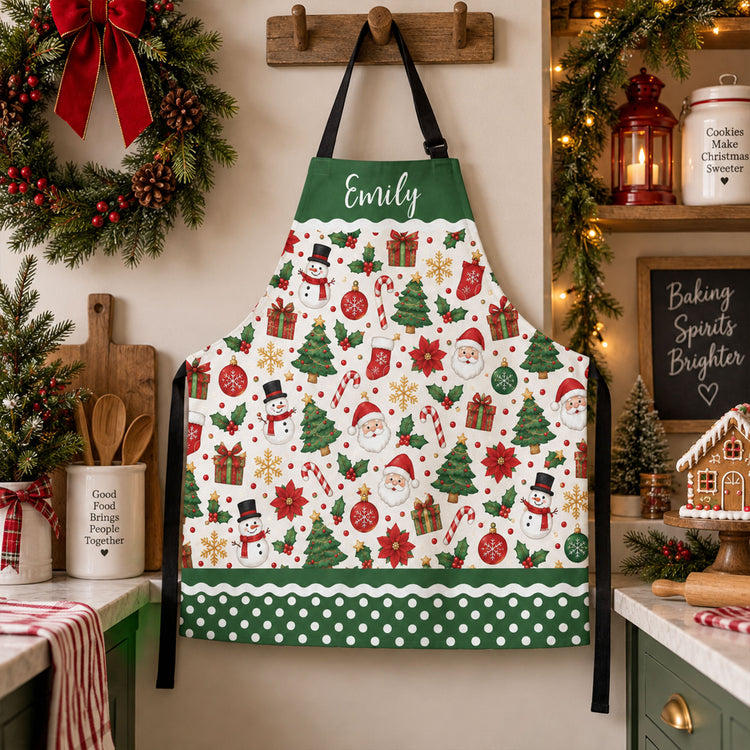 Cute Christmas Holiday, Nutcracker, Gingerbread Custom Name Gift For Mom, Grandma, Her - Personalized Apron 6