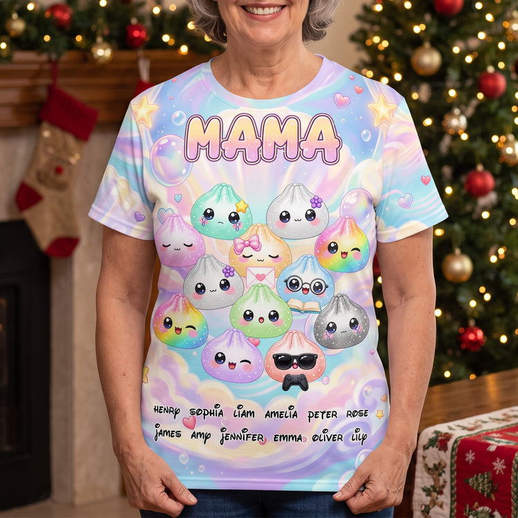 Cute Dumpling Custom Name Gift For Mom Grandma - Personalized Shirt 1