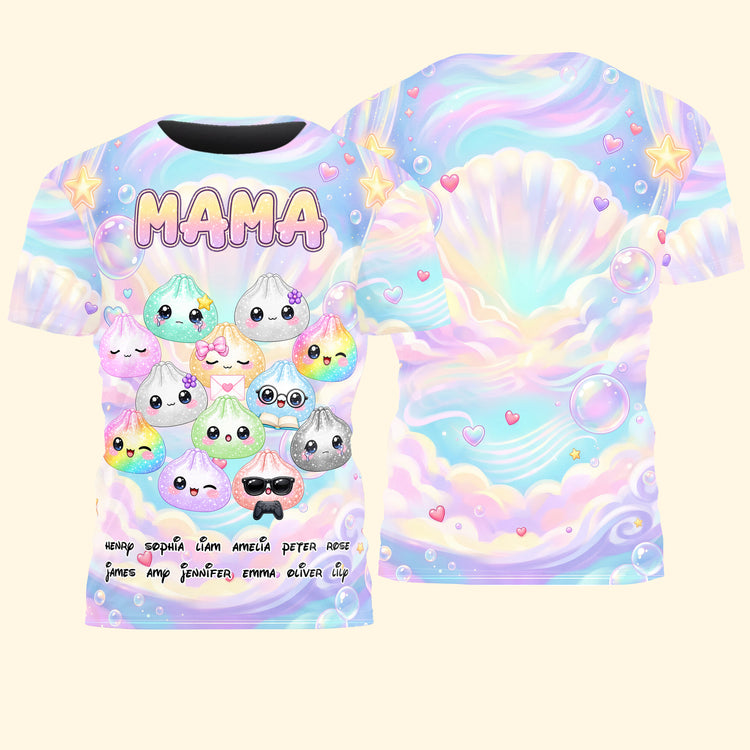 Cute Dumpling Custom Name Gift For Mom Grandma - Personalized Shirt 3