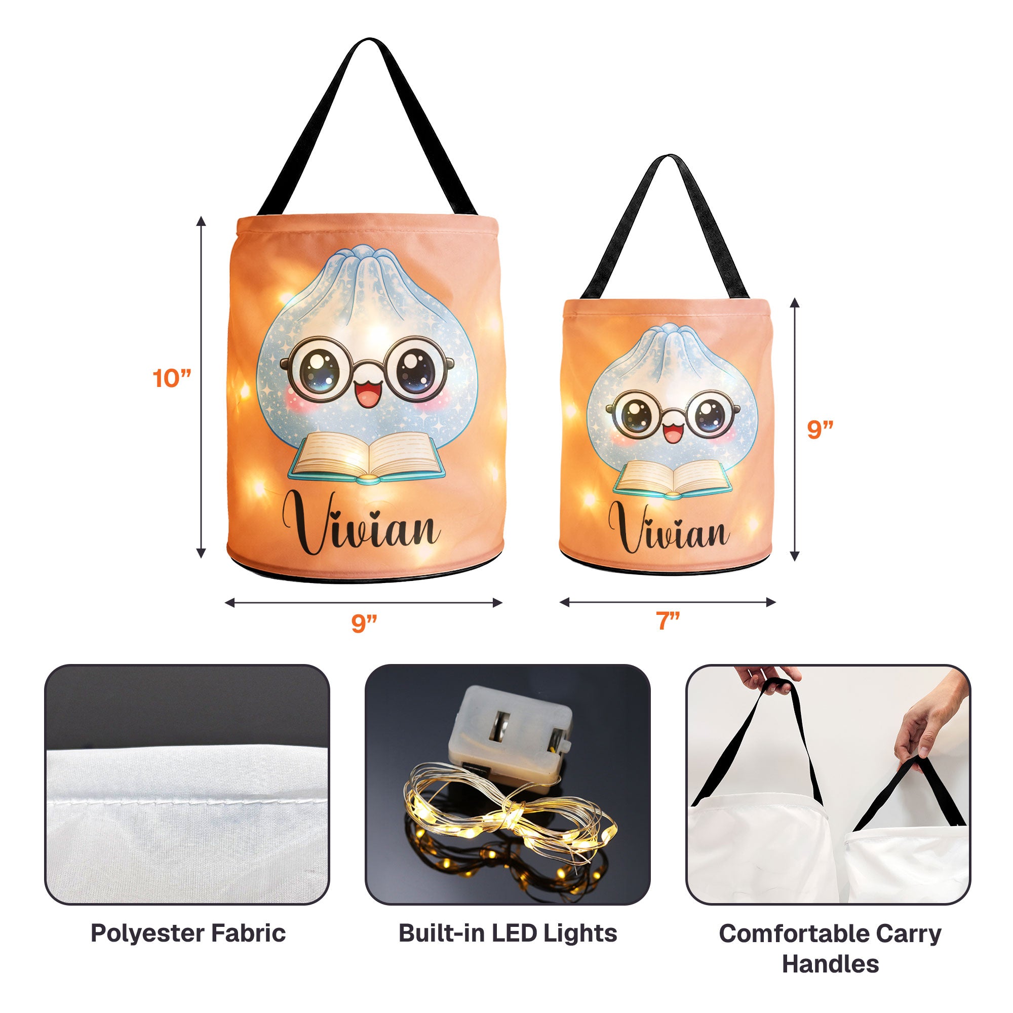 Cute Dumplings Custom Name - Personalized Halloween Basket 4