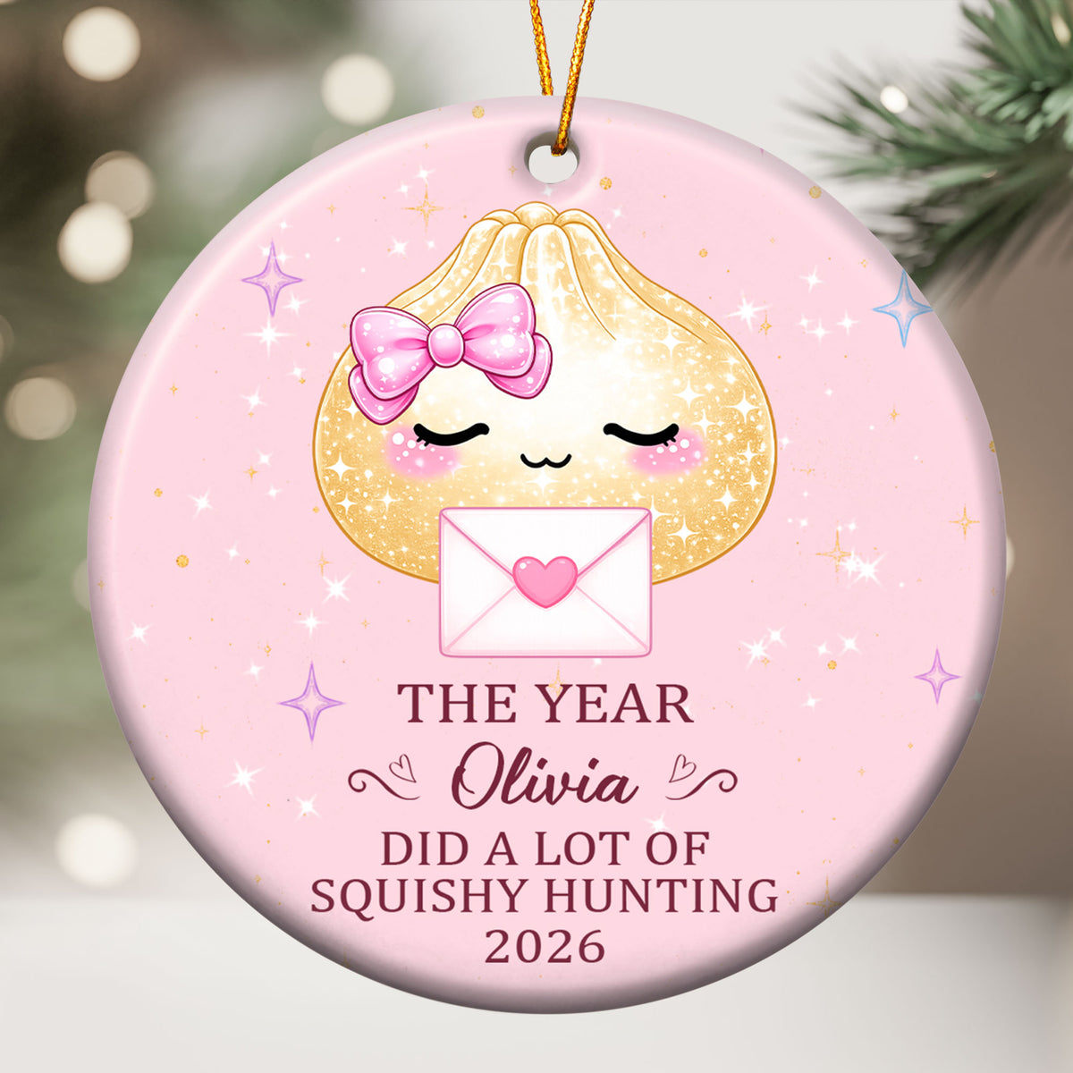 Cute Gift For Kids 2026 Cute Dumpling Squishy Hunter - Personalized Ornament 1