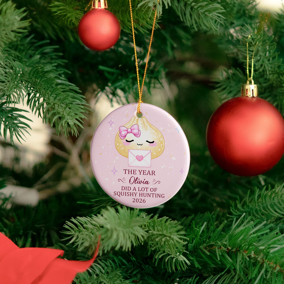 Cute Gift For Kids 2026 Cute Dumpling Squishy Hunter - Personalized Ornament 4