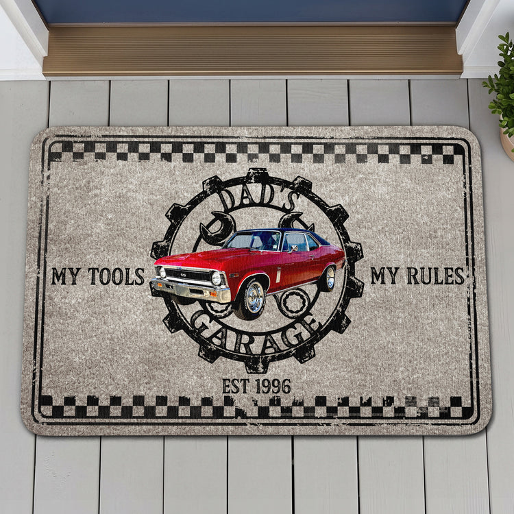 Dad's Garage My Tools My Rules - Personalized Doormat 2