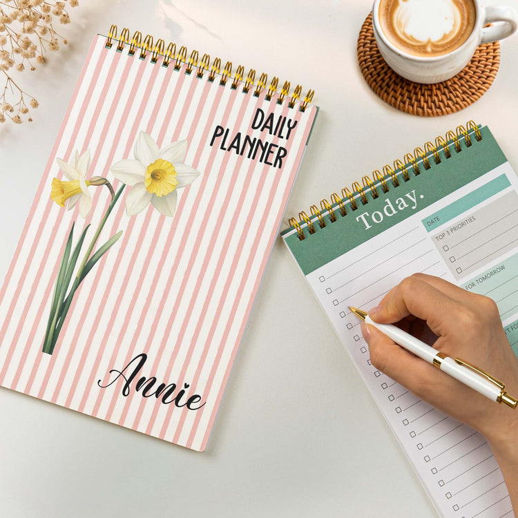 Daily Planner Custom Name, Birth Flower - Custom Planner 3