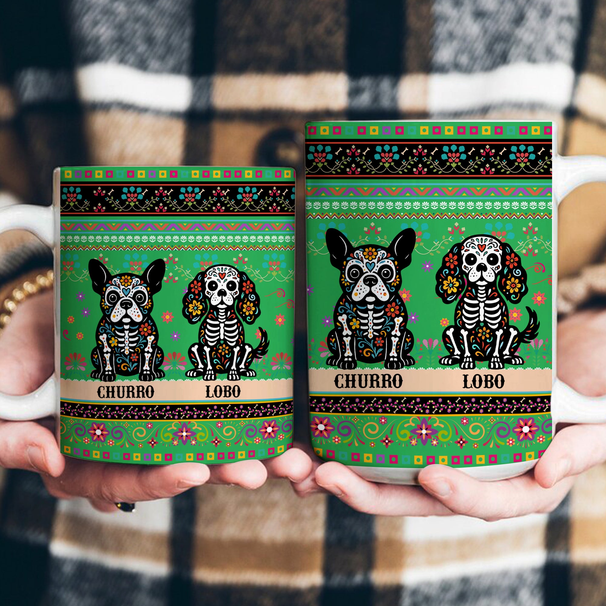 Day Of The Dead Dog Cat Pet Hispanic Mexican Flowers - Personalized Mug 6