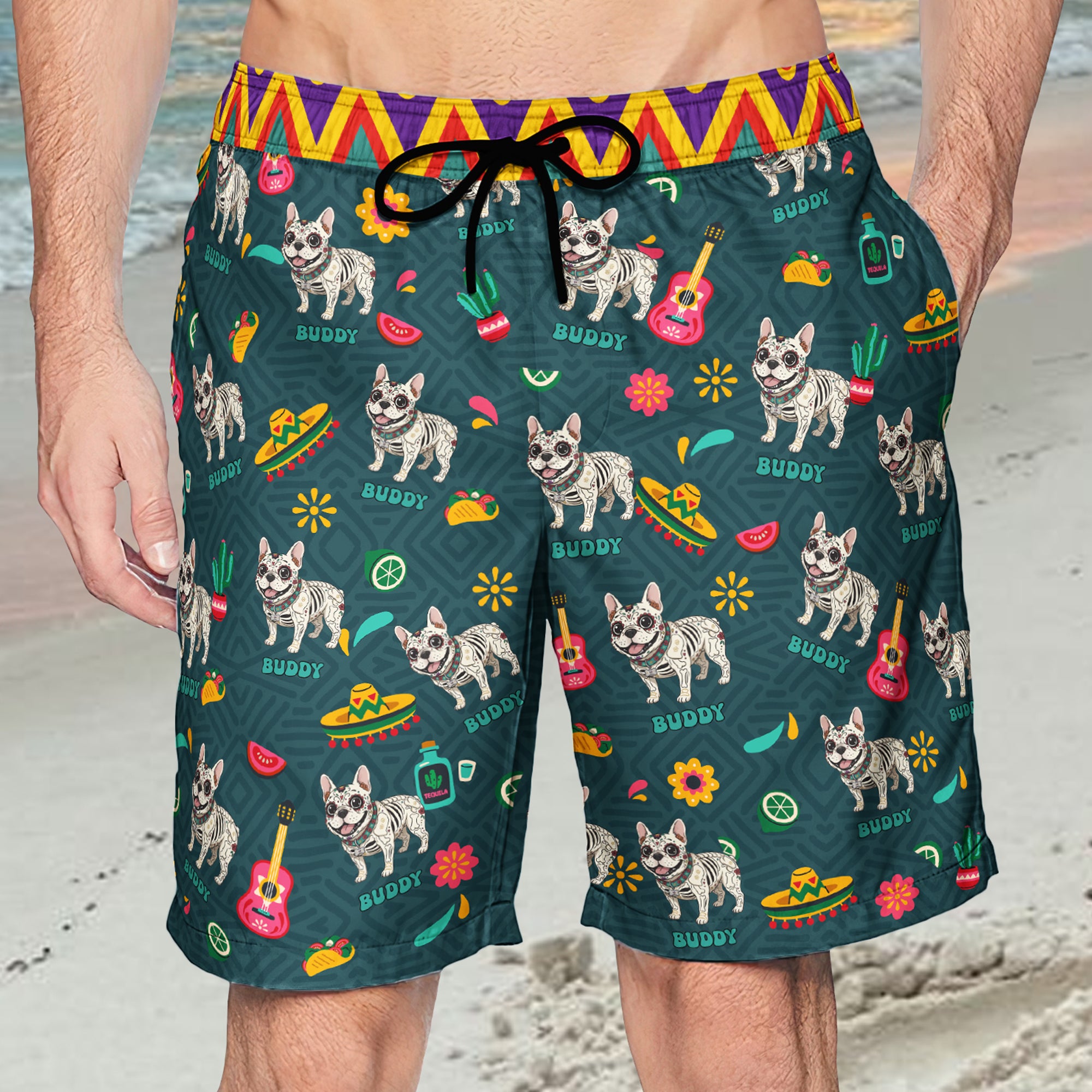 Dia De Los Muertos Custom Pet Photo Latinos Mexican Day Of The Dead - Personalized Shorts 2