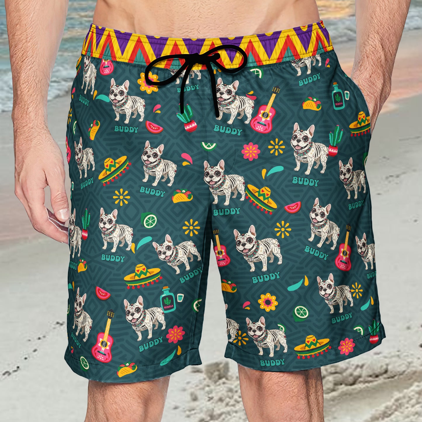 Dia De Los Muertos Custom Pet Photo Latinos Mexican Day Of The Dead - Personalized Shorts 2