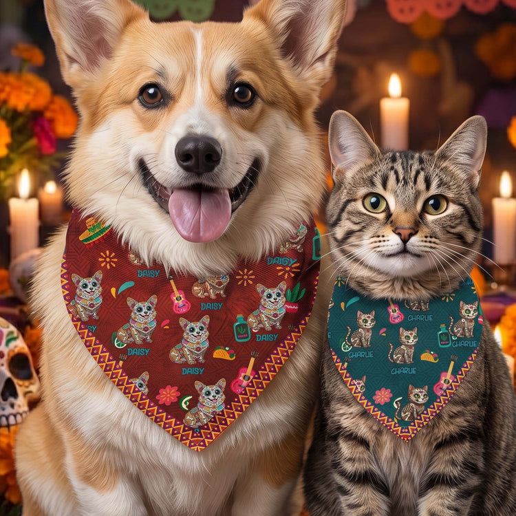 Dia De Los Muertos Custom Pet Photo Latinos Mexican - Personalized Bandana Collar 2