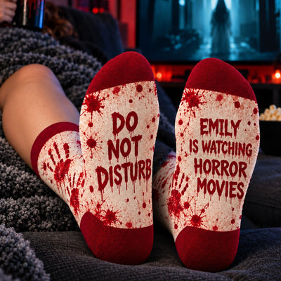 Do Not Disturb I'm Watching Horror Movies - Personalized Socks