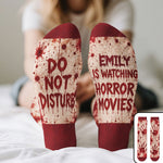 Do Not Disturb I'm Watching Horror Movies - Personalized Socks 2