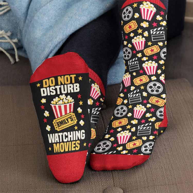 Do Not Disturb I'm Watching Movies - Movie Lovers Watching - Personalized Socks 6