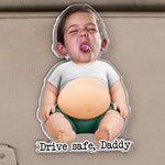 Drive Safe, Daddy Mommy Papa Nana - 3D Cute Squishy Kid & Baby - Personalized Car Visor Clip 2