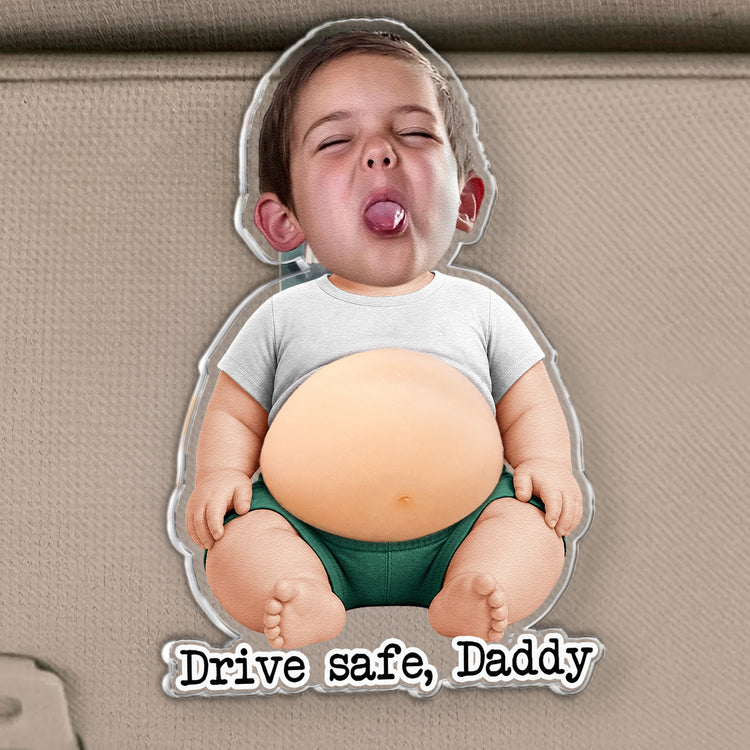 Drive Safe, Daddy Mommy Papa Nana - 3D Cute Squishy Kid & Baby - Personalized Car Visor Clip 2