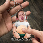 Drive Safe, Daddy Mommy Papa Nana - 3D Cute Squishy Kid & Baby - Personalized Keychain 2