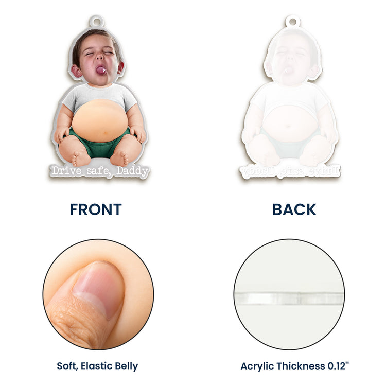 Drive Safe, Daddy Mommy Papa Nana - 3D Cute Squishy Kid & Baby - Personalized Rear View Mirror Accessory 4