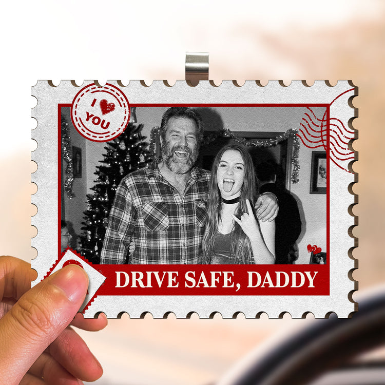 Drive Safe Daddy Postage Stamp - Personalized Car Visor Clip 3