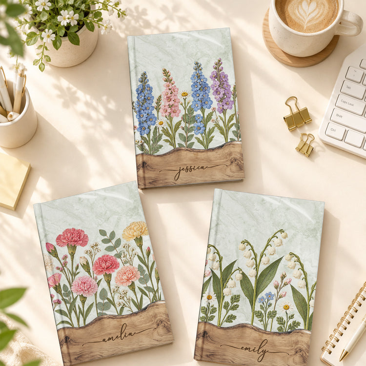 Dry Birth Month Flower Gift For Her Wife Daughter Sister Friend - Personalized Journal 1
