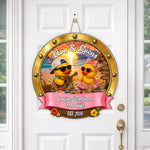 Duck Couples Cruise Door Signs Stateroom Decor Cruising Couple Vacation, Honey Moon - Personalized Wood Sign 2