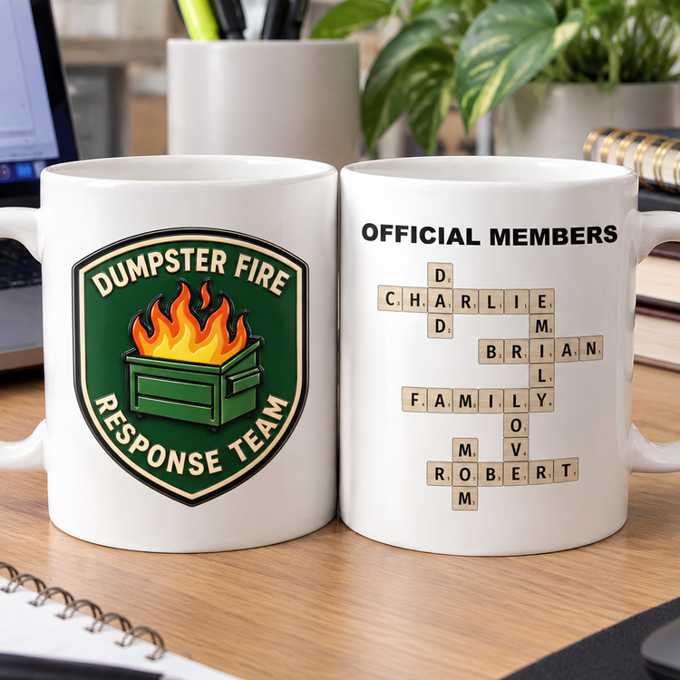 Dumpster Fire Response Team - Custom Crossword Names - Personalized Mug 2