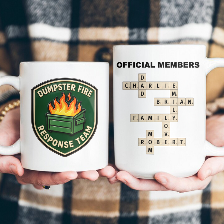 Dumpster Fire Response Team - Custom Crossword Names - Personalized Mug 5