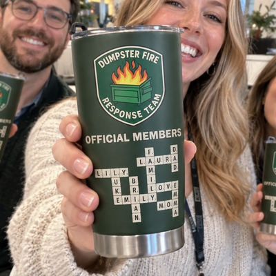Dumpster Fire Response Team - Custom Crossword Names - Personalized Tumbler