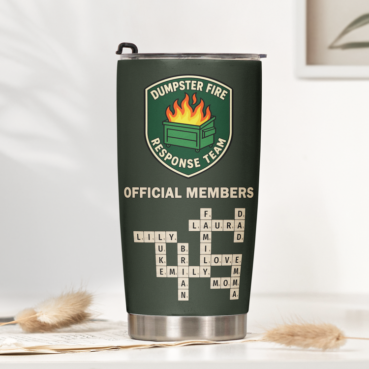 Dumpster Fire Response Team - Custom Crossword Names - Personalized Tumbler 2