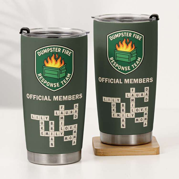 Dumpster Fire Response Team - Custom Crossword Names - Personalized Tumbler 3
