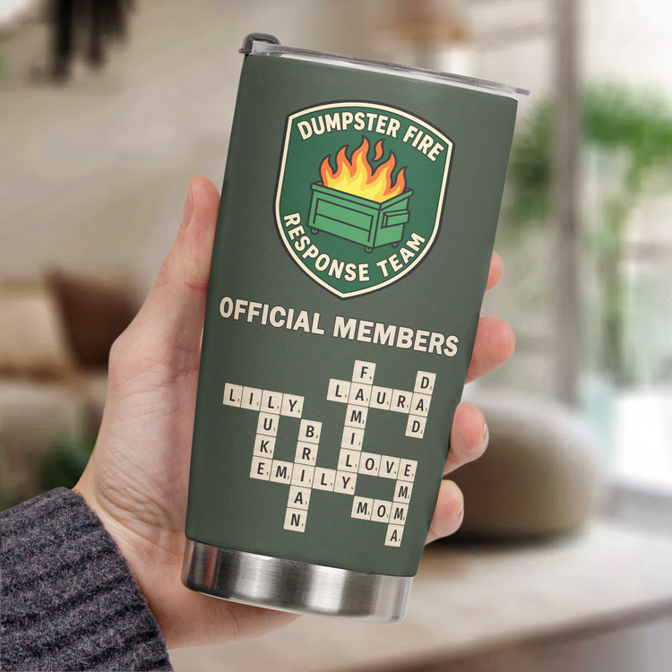 Dumpster Fire Response Team - Custom Crossword Names - Personalized Tumbler 4