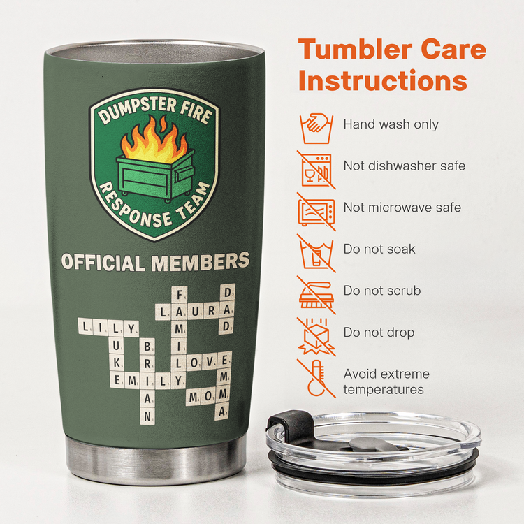 Dumpster Fire Response Team - Custom Crossword Names - Personalized Tumbler 6