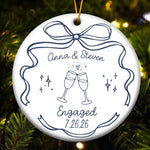 Engaged Ornament Custom Engagement Gifts For Couple First Christmas Engaged - Personalized Ornament 2