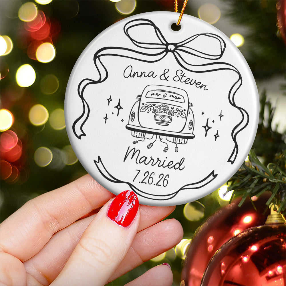 Engaged Ornament Custom Engagement Gifts For Couple First Christmas Engaged - Personalized Ornament 4