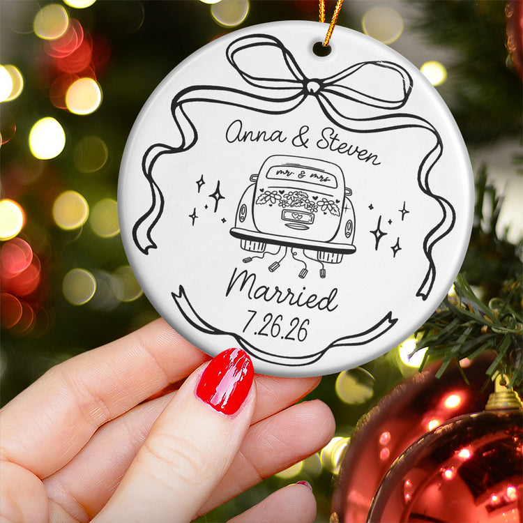 Engaged Ornament Custom Engagement Gifts For Couple First Christmas Engaged - Personalized Ornament 4