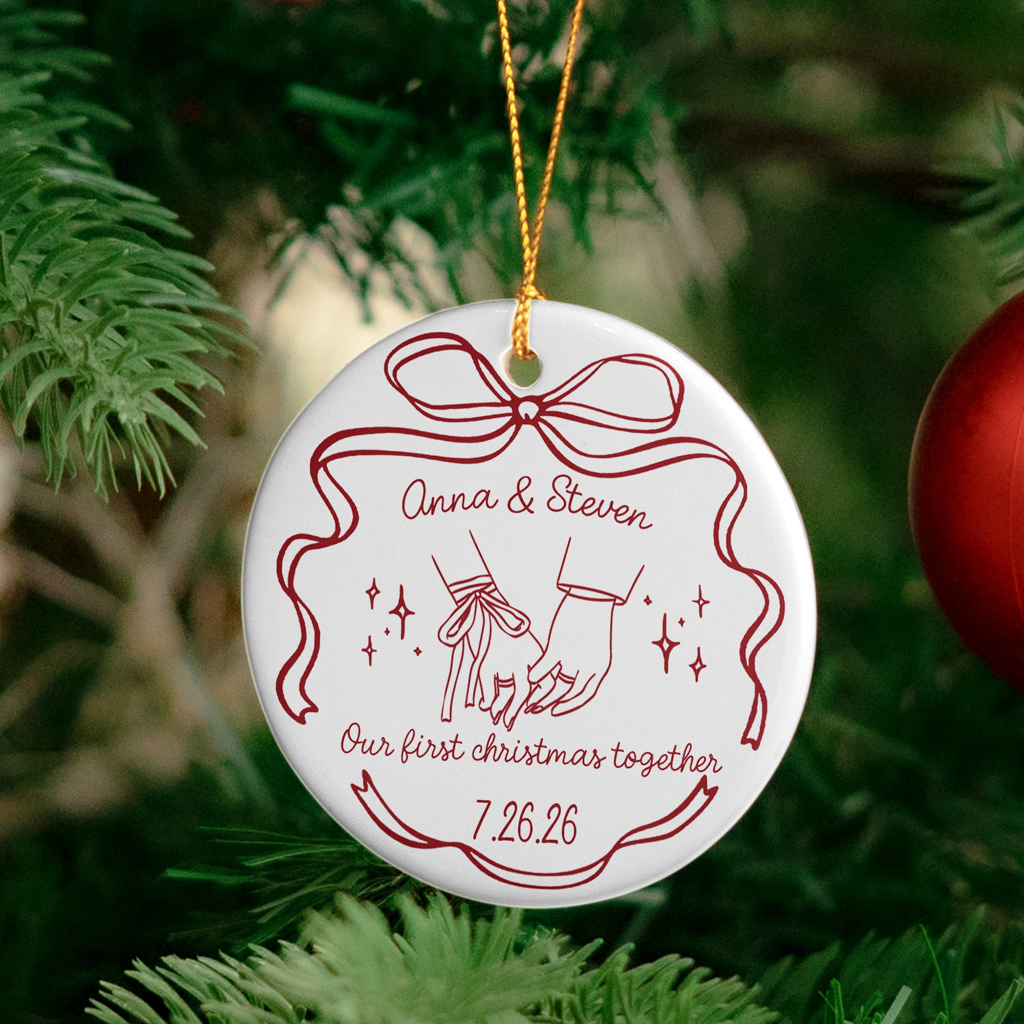 Engaged Ornament Custom Engagement Gifts For Couple First Christmas Engaged - Personalized Ornament 5