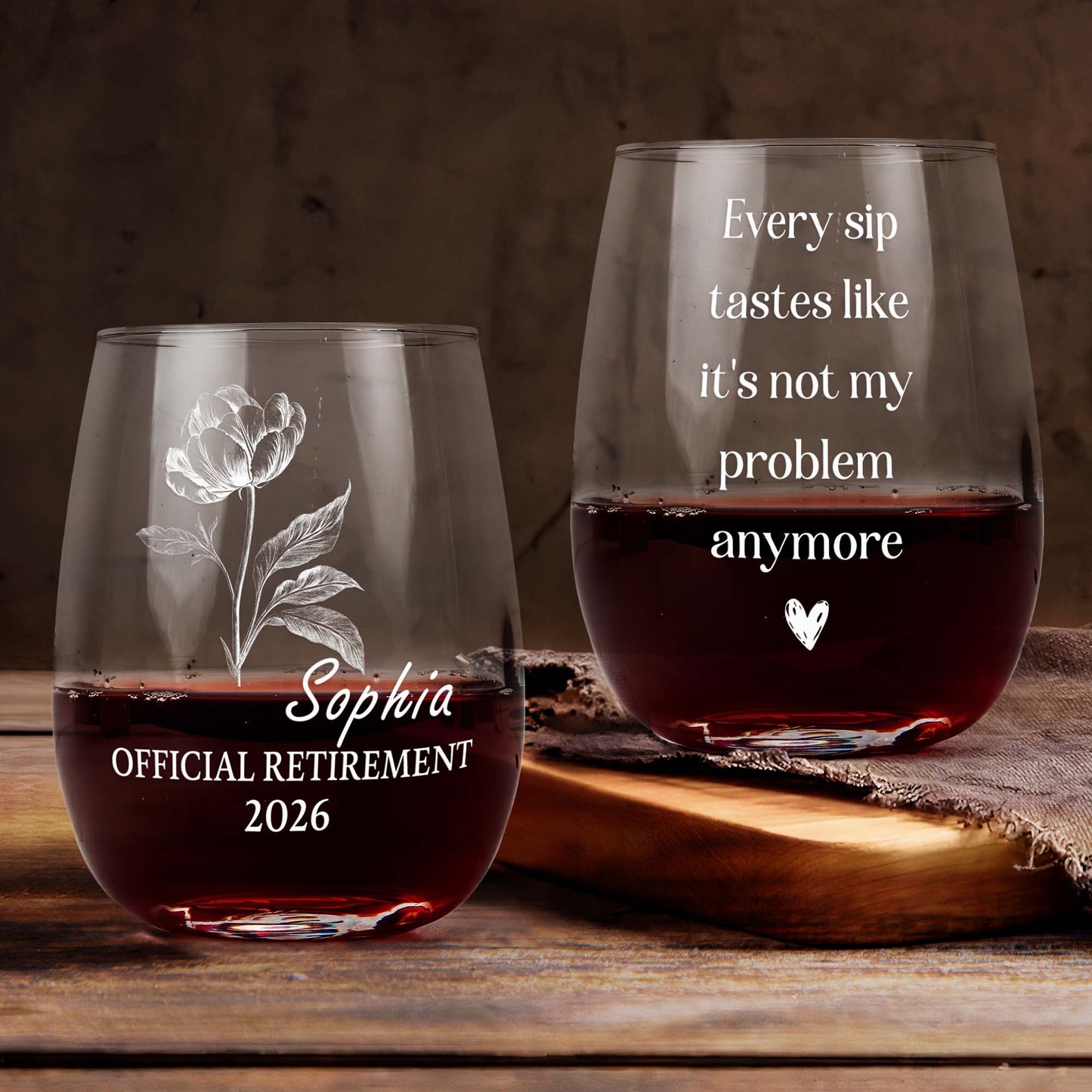 Every Sip Tastes Like It's Not My Problem Anymore Birth Flower - Personalized Wine Glass 1