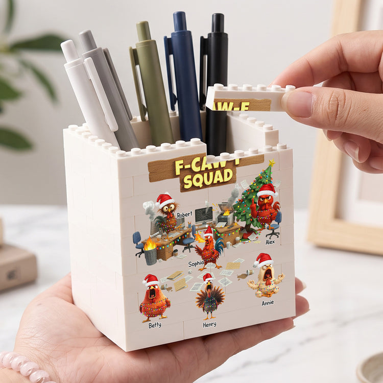 F-Caw-F Squad - Funny White Elephant Party Exchange Gift For Coworker Team - Personalized Pen Holder 2