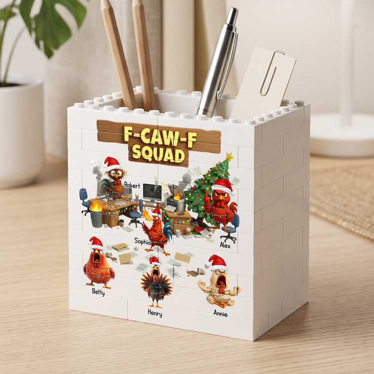 F-Caw-F Squad - Funny White Elephant Party Exchange Gift For Coworker Team - Personalized Pen Holder 4