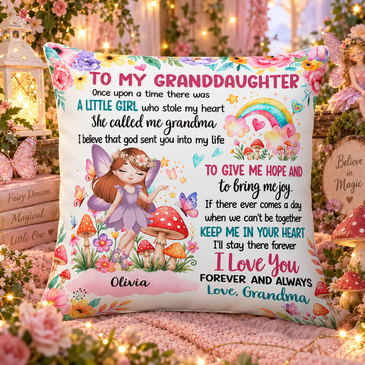 Fairy Girl, Fairy Flowers Custom Name, Gift For Granddaughter, Daughter, Little Girls - Personalized Pillow 1
