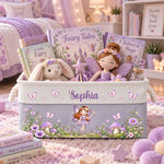  Fairy Girl, Fairy Flowers Custom Name, Gift For Granddaughter, Daughter, Little Girls - Personalized Storage Basket 1
