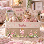  Fairy Girl, Fairy Flowers Custom Name, Gift For Granddaughter, Daughter, Little Girls - Personalized Storage Basket 2