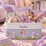  Fairy Girl, Fairy Flowers Custom Name, Gift For Granddaughter, Daughter, Little Girls - Personalized Storage Basket 3